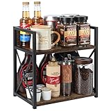 YINMIT Kaffeestation Organizer, K Cup Kaffee Pod Halter, 2 Etagen Küchentheke Regal, Gewürzregal, Gewürzaufbewahrung, Kaffeebar Zubehör Organizer für Kaffeebohnen, Tassen, Sahne und Sirup