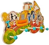 Hess Holzspielzeug 30301 - Garderobe aus Holz, Serie Baustelle, mit 5 Haken, für Kinder, ca. 37 x 23,5 x 6,5 cm groß, handgefertigt, als Blickfang in jedem Kinderzimmer und Flur