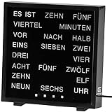 United Entertainment – LED Wort Uhr/Wörter Uhr/Uhr mit Worten/Word Clock Deutsch - Schwartz - 17x16.5 cm