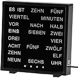 United Entertainment – LED Wort Uhr/Wörter Uhr/Uhr mit Worten/Word Clock Deutsch - Schwartz - 17x16.5 cm