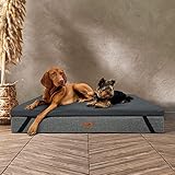 tierlando® Ortho-Topper Kunstleder | Orthopädische Matratzenauflage für Hundebetten pflegeleichter Bezug antiallergischer nachhaltiger Matratzenschoner Größe: 120x90cm | Farbe: 02 Graphit