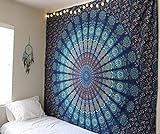RAJRANG BRINGING RAJASTHAN TO YOU Große Wandteppiche Blau 228 x 274 cm reine Baumwolle Reine Baumwolle Mandala Wandteppiche Dekorative Wandteppiche, Dekoration für Wohnzimmer