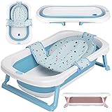 Faltbare Babywanne mit 50 Litern Volumen von BEARTOP | inkl. Badewanneneinsatz Baby | ergonomisch & kompakt | stabiles PP & TPE Plastik | platzsparend | Blau | Zufriedenheitsgarantie (3 Jahre)*