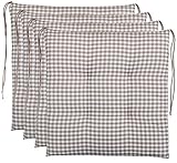 Brandsseller Sitzkissen Stuhlkissen kariert Kissen Sitzpolster Garten Auflage - 4er Vorteilspaket - 40 x 40 cm - Beige