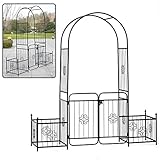 LekLai Gartenbogen Aus Metall, Pergola-Laube, Torbogen, Eingangsbogen, Laubenspaliere Mit Tür Und Pflanzkorb, B 114 X H 210 X 52 cm, Für Verschiedene Kletterpflanzen, Brautparty-Dekoration