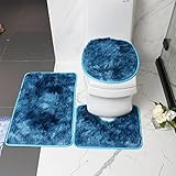 Superweiche Badezimmer Set, rutschfeste Badematte und WC-Vorleger-Set, schnelltrocknend, weich, wasserabsorbierend,WC-Garnitur, 3-teilig, Weinrot,Schwarz,Rot,