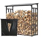 QUICK STAR Metall Kaminholzregal Anthrazit 143 x 70 x 145 cm Garten Kaminholzunterstand 1,4 m³ / 2 Schüttraummeter Stapelhilfe Aussen mit Wetterschutz Schwarz