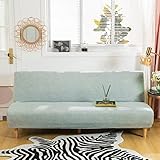 Futon Sofabezug ohne Armlehnen, rutschfest, faltbar, Stretchdruck, Futon-Sofa-Sitzbezüge ohne Armlehnen, ohne Armlehnen, Schonbezug für 2-3-Sitzer, klappbares Schlafsofa, ohne Arme (Linen Grey)