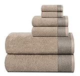 GLAMBURG Ultra-weiches 6er-Pack Baumwoll-Handtuch-Set, enthält 2 übergroße Badetücher 70 x 140 cm, 2 Handtücher 40 x 60 cm und 2 Waschbetten 30 x 30 cm, Bräunen