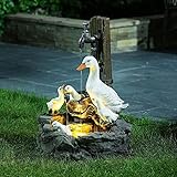 Gartenbrunnen Solar Wasserspiel Gartendeko, Enten Skulptur Solar Fountain, Terrassenbrunnen Garten Wasserbrunnen, Außen Springbrunnen Hofdeko Statuen, Solarbrunnen Für Den Garten (Ente Solar)