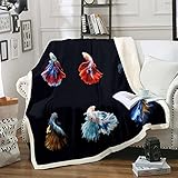 Betta-Fisch-Sherpa-Decke, siamesische Kampffische, Plüschdecke, Unterwassertier-Fleece-Überwurfdecke, Kinder, Erwachsene, Aquarium, Meeresleben, Meereswelt, Überwurf, 127727x150x150 cm