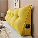 EORNOW Kopfteilkissen, Dreieckiges Kopfkissen/Große Rückenlehnenkissen, Bett/Sofa Dreieckiges Lesekissen Lange Kissen Mit Abnehmbarem Bezug (Color : Yellow, Size : 150 * 20 * 50cm)