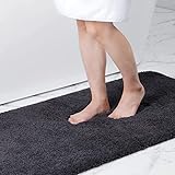 Homaxy Badezimmerteppich rutschfest Waschbar Badematte Weich Flauschig Badteppich Shaggy Hochflor Mikrofaser Badvorleger – 50 x 80 cm, Dunkelgrau