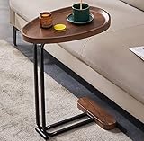 MAGJI Beistelltisch C-förmiger Beistelltisch für Couch/Liege/Bett, Schmaler Couchtisch, Laptoptisch, Snacktisch, Schnelle und Einfache Montage, Einfach zu Säubern, Braun