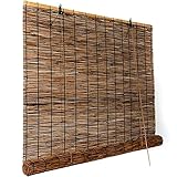 Schilfvorhang Bambusrollo Retro Sonnenschutz Raffrollo 40 60 90 100 110 125 140cm Breit Fenster Sichtschutz Bambus Rollos Für Innen/Außen Dekoration, Inkl Montaematerial