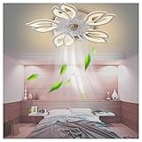 EXEROS Deckenleuchte mit Ventilator und Fernbedienung Dimmbar,6-Fach Lampe Ventilator Decke Modern Elegant Led Deckenventilator mit Beleuchtung Restaurant-Schlafzimmer-Dekoration