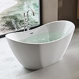 doporro® Freistehende Design-Badewanne Vicenza502OA 150x78x68cm mit Ablaufgarnitur und Überlauf aus Acryl in Weiß und DIN-Anschlüssen