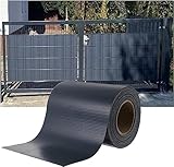 BRALEM PVC-Sichtschutzstreifen, 0,4 mm dick, blickdichte dekorative Zaun-Stofffolie for Gartenbalkon, anthrazitfarbene Doppelstabmatte inklusive Befestigungsklammern (Size : 0.19x35m)