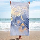 KnSam 80x160cm Strandtücher, Mikrofaser Strandtuch Sandfrei Marmor-Muster, Handtücher Liegetuch für Relaxliege, Strandhandtuch Perfekt für Fitness Sport Outdoor Sauna Yoga, Grau Blau