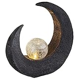 etc-shop LED Mondsichel Solar Lampe Garten Steh Boden Beleuchtung Glas Kugel Leuchte Veranda Weg Terrasse Einfahrt Solarleuchte Wegleuchte