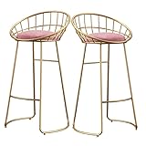 ARTSIM Rosa Thekenhocker im 2er-Set, weiche Samtpolsterung mit Metallbeinen und Fußstütze, niedrige Rückenlehne und armloses Design für Jede Kücheninsel oder Bartheke (schwarz, Höhe 65 cm