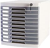 Aktenschrank Schlüsselschloss 10 Schubladen Datendatei Aufbewahrungsschrank - Mehrfarbig 29,5 x 39,4 x 32,5 cm Home Office Möbel Bücherregal (Farbe: Grau)