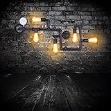 Lingkai Vintage Industrial Retro Wasserpfeife Wandlampe mit fünf Edison Lichtquellen Steampunk Wandleuchte in schwarzem Fertig