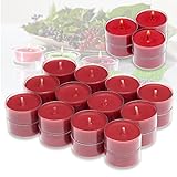 Candelo 30er Set Duft Kerzen - Duftteelichter Waldbeere - Teelicht in Kunststoff Hülle je 1,7 x 3,8cm - 4 Std Brenndauer – Teelichter in 3 Farben
