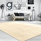 Paco Home Waschbarer Teppich Wohnzimmer Schlafzimmer Kurzflor rutschfest Flauschig Weich Moderne Einfarbige Muster, Grösse:80x300 cm, Farbe:Beige