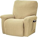 Stretch Recliner Cover, Jacquard Recliner Stuhlabdeckung 4-teiliges Recliner Slipcovers rutschfeste Recliner Protector Abnehmbare Waschbare Möbelschutz for Kinder (Color : Az, Size : Recliner)