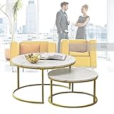 2er Set Runde Beistelltische für Wohnzimmer Modernes Design Metallrahmen Couchtische Abnehmbarer Beistelltisch Nisttische für Wohnzimmer Schlafzimmer Büro Balkon Wohnung