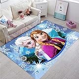 TONATO Kinderzimmer gefrorener Cartoon Teppichtür Matte Kinder Spielen Mat Anna ELSA Wohnzimmer Küche Schlafzimmer Teppich Wohnheimdekor,120 * 160cm