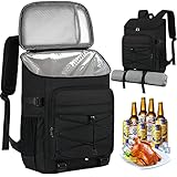 NUBILY Kühlrucksack 30L Wasserdichten Kühltasche Rucksack Groß Isolierte Kühltasche Thermo Lunchtasche für Camping Outdoor Reisen BBQ Wandern Schwarz