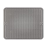 NEZIMI Spülbecken Organizer Schwarz Tägliches Küchengeschirr, Schüssel, Weinglas, Abflusspad, großes, verdicktes, rutschfestes, isolierendes Silikon-Abflusspad Schüssel Schwarz (Grey, One Size)