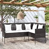 TOYOCC Outdoor-Sitzgelegenheiten, Outdoor-Sofas, L-förmiges Couch-Sofa mit Kissen, Poly-Rattan, Schwarz