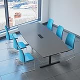 Weber Büro Easy Konferenztisch Bootsform 240x120 cm Anthrazit mit Elektrifizierung Besprechungstisch Tisch, Gestellfarbe:Anthrazit