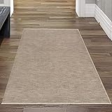 Teppich-Traum Moderner Kurzflor-Flurteppich angenehm warm • pflegeleicht • Sandfarben, 80 x 150 cm