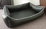 Ortopedico Orthopaedisches Hundesofa Hundebett Kunstleder Hundebettenmanufaktur 90 cm X 70 cm mit Viscoschaum Matratze (schwarz)