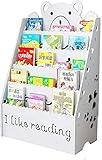 CENAP Kinder-Bücherregal, modisches hohles Design (Alter 0–10), Kinder-Bücherregal aus Holz, Kunststoffbrett, Schlinge, Kinderzimmer-Möbel, Mehrzweck, Weiß