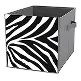 HABXNJF Faltbare Aufbewahrungskörbe, Schwarz Weiß Zebra Aufbewahrungsbox, Unbedeckter Stoff-Aufbewahrungskorb mit Griffen für Zuhause, Büro