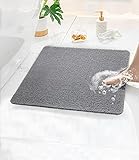 SOBEAU Duschmatte rutschfest,53 x 53cm Quadratische Badewannenmatte rutschfest mit Ablauflöchern,PVC Luffa Massage Duschmatte Badezimmermatten,Antirutschmatte für Nassbereiche Schnell Trocknend,Grau