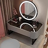 CLSMD Mini-Schminktisch-Set, Erkerfenster-Schminktisch mit verstellbarem LED-Spiegel, Schminktisch mit Organizer-Schubladen und Matten, Schminktisch, Schlafzimmer, Mädchen-Schminktischmöbel (Farbe