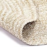 CIADAZ Teppich, Teppich Schlafzimmer, Kuschelteppich, Teppich Wohnzimmer, Carpet Bedroom, Teppich Babyzimmer, Bettvorleger, Handgefertigt Jute Weiß und Braun 180 cm