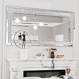 Artloge Dekorative Wandspiegel Kristall 120×60cm, Rechteckiger Spiegel mit Metall Haken, Hochwertiger Badspiegel für Badezimmer Wohnzimmer Schlafzimmer