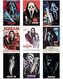 Ein Set von 9 Scream Poster Horror Movie Poster für Zimmer Ästhetische Wandkunst Teens Room Decor 20,3 x 30,5 cm ungerahmt