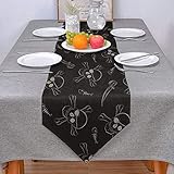 Tischläufer Boho Style, Herbst Tischläufer Schwarz 41x183CM Piratenschädel Bettwäsche Baumwolle Table Runner Tischdeko Wohnzimmer Küche