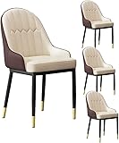 Küche Esszimmerstühle Moderne Esszimmerstühle aus PU-Leder Set mit 4 gepolsterten weichen Sitz-Armlehnenstühlen mit hoher Rückenlehne für ESS- und Wohnzimmerstühle (Color : Beige+Coffee)