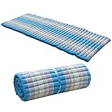 Liegematte Rollmatte Yogamatte Rollmatratze Thaimatte ca. 200x100 cm Matte Liege Kapokmatte Baumwolle Kapok Türkis Grau KRG3