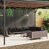 UYSELA Home Sets mit 10 tlg. Gartenlounge Set mit Kissen Poly Rattan dunkelgrau