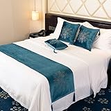 Morbuy Samt Moderne Hotel Bettläufer Schals Weiche Bettschal Bettschwanz Handtuch Dekoration Für Einzel Queen King Size Bett Flagge (Blauer See,45 * 210cm für 150cm Bett)